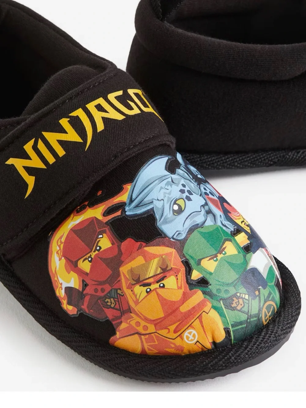 H&M Black Kids' Ninjago Slip-On Slippers with Colorful Character Print